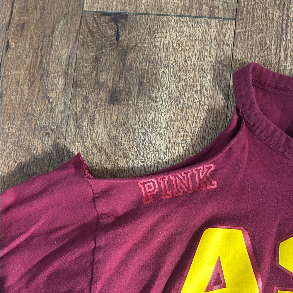 PINK Victoria's Secret Maroon And Yellow Arizona State University Cold Shoulder - Picture 3 of 11